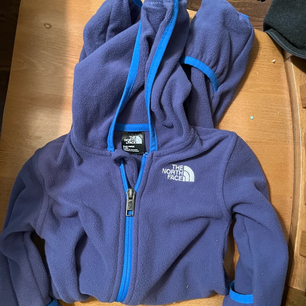 The North Face Blue Fleece Hoodie with Vibrant Zipper